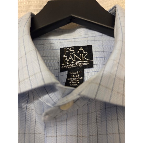 Jos A Bank Signature Collection Tailored Fit Dress‎ Shirt 16-33 Blue Check - Picture 4 of 5